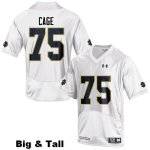 Notre Dame Fighting Irish Men's Daniel Cage #75 White Under Armour Authentic Stitched Big & Tall College NCAA Football Jersey STB6599LJ